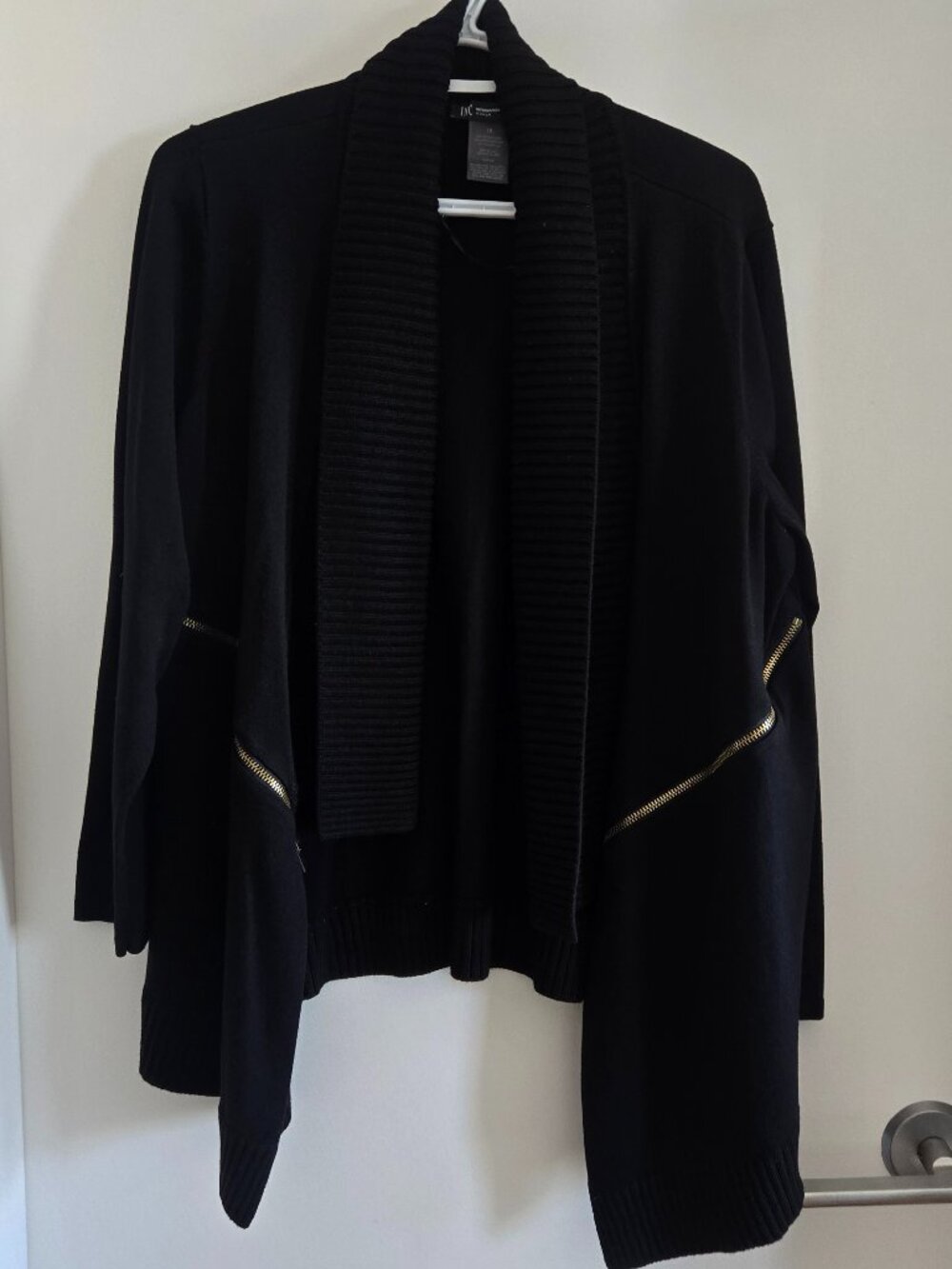 INC International Concepts Black Zip‑Detail Jacket/Cardigan– Size 1X